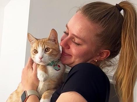 Anna holding Butters the cat