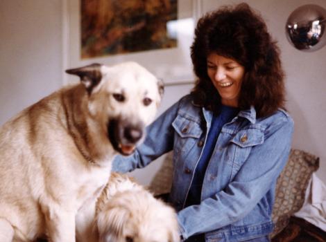 Best Friends co-founder Celeste Fripp with a shepherd dog