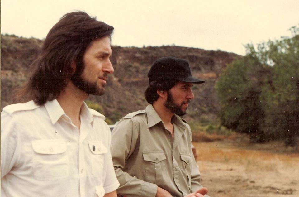 Gregory Castle and Cyrus Mejia looking to the side in Angel Canyon