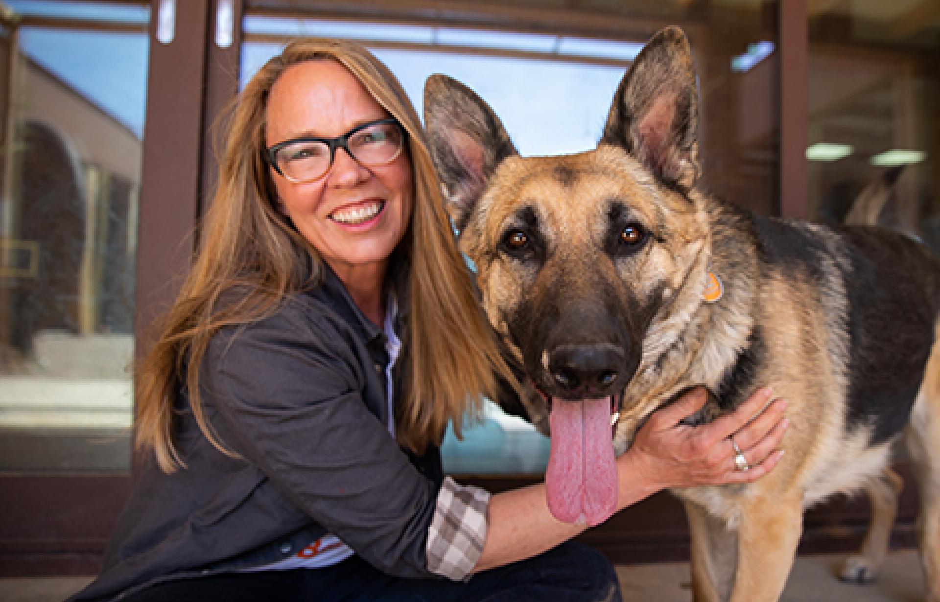 Julie Castle with Sunny the dog