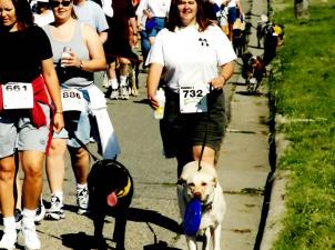 People walking with dogs at Strut Your Mutt